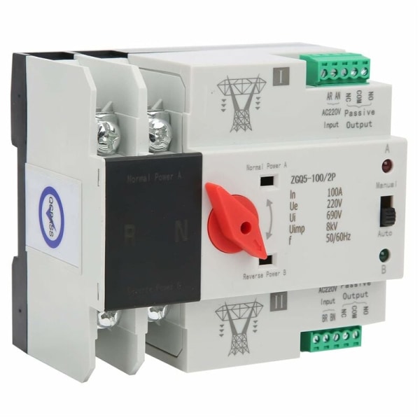 Transfer Switch (100A/2P), Dual Power Automatisk Transfer Switch,