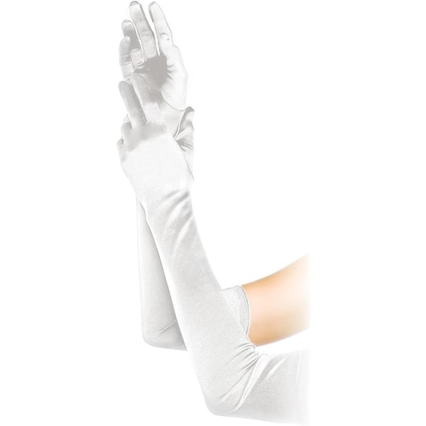 White - 1920s Style Long Evening Gloves Black White Wedding Glove