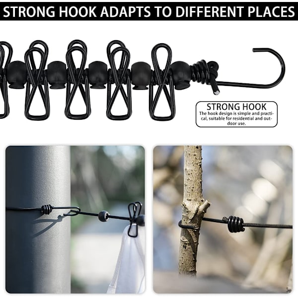 2 st Klädstreck, Bärbar Elastisk Justerbar Retractable Utomhus