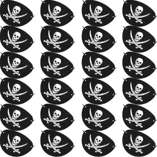 24pcs Black Pirate Eye Patches One Eye Skull Caribbean Captain Ey