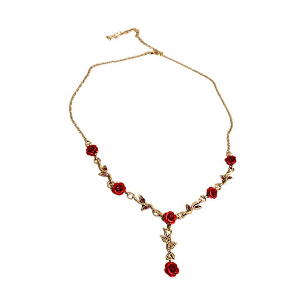 Dam Vintage Ros Halsband 1pc Bröllop Kedja Set Halsband
