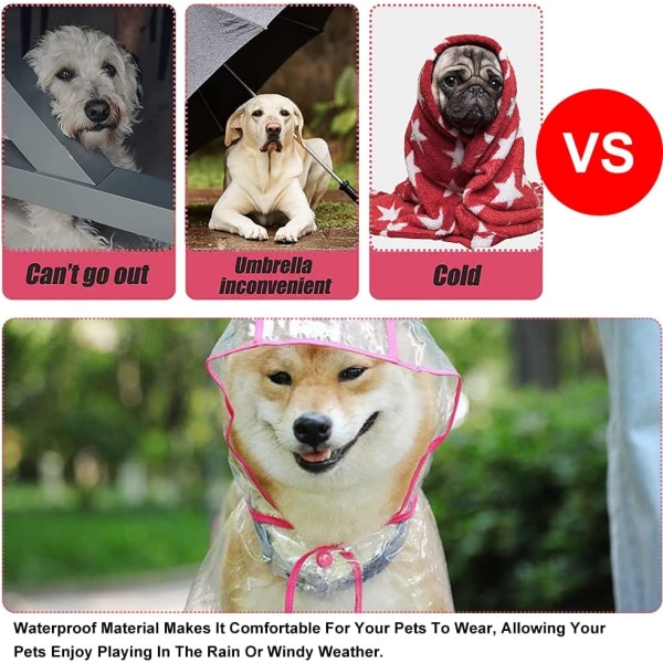 Hunde regnfrakke, små og mellemstore hunde, gennemsigtig 5728 | Fyndiq