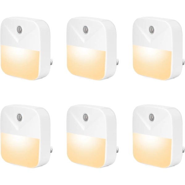 6 kpl yövalopistoke, valkoiset LED-yövalot Smart Dusilla