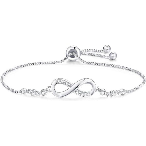 Dam Armband 925 Sterling Silver, Infinity Hjärta Armband med Kubisk Zirkonia Justerbart Armband för Födelsedagspresent, Mors Dag Present Smycken