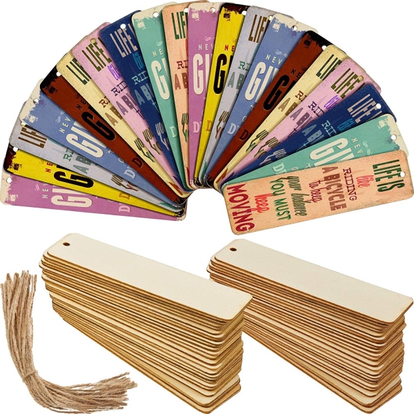 36 Pack Wood Blank Bookmarks Tee-se-itse puinen käsityö Kirjanmerkki Unfinishe