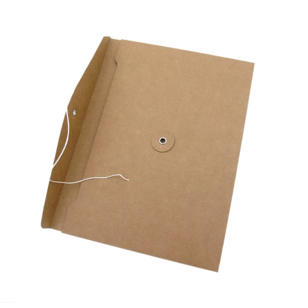 A4 Kraft Paper File Bag, 10 Fil Mappe Dokument Konvolut med Bu
