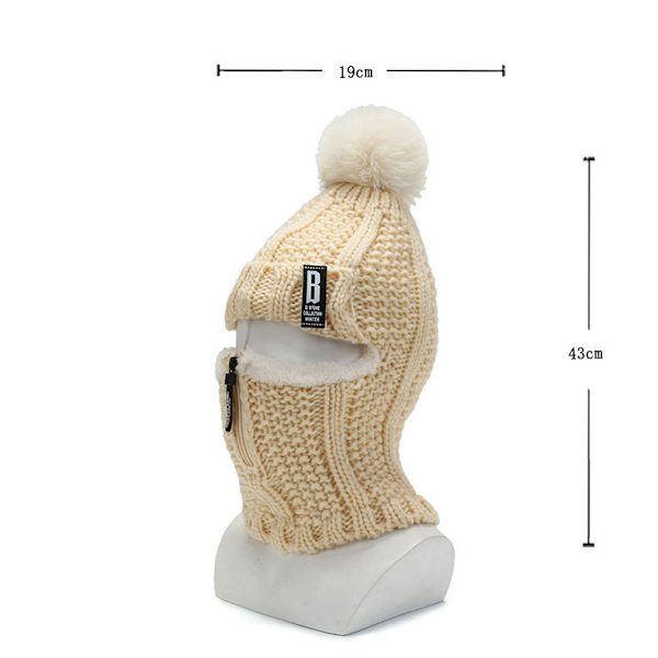 1 topp ull stickad hatt skidhatt set vindtät vinter utomhus Beige