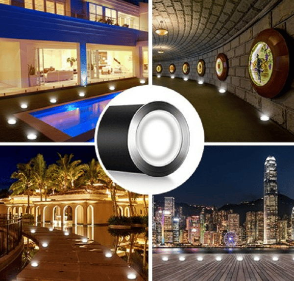 16 stk LED dekklys, vanntette hagelys, dekorative trappelys