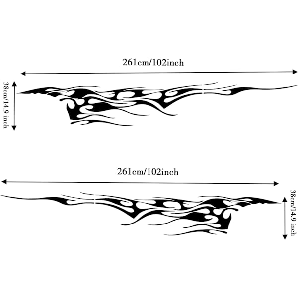 2 st 261 cm flammor grafik bil karosseri sidodekaler flammor Raci