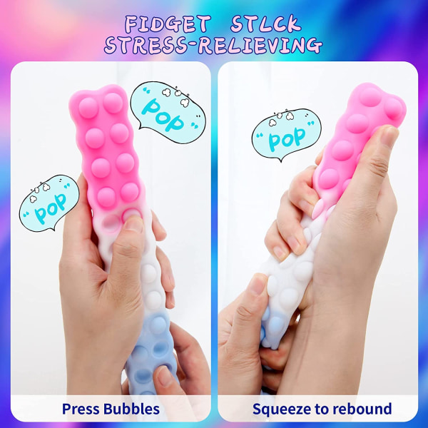 2 STK Pop Fidget Stick Popper legetøj, 3-i-1 anti-tryk tryk