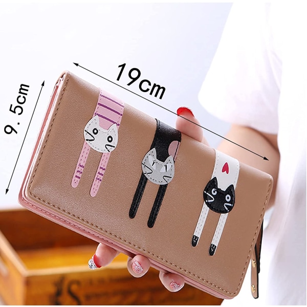 Mini söt plånbok, Cartoon Cat Girl myntväska, lädermynt