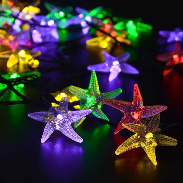 Solcelled Sjøstjernelys, 6,5m 30LED Lys 8 Moduser (Flerfarget)