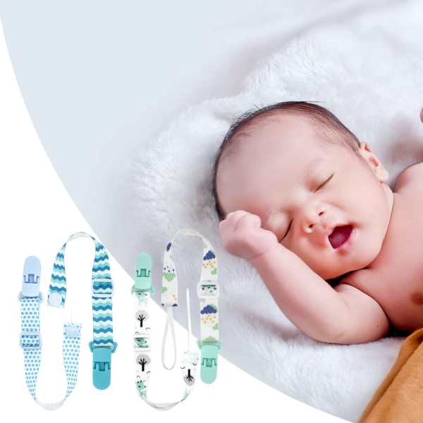 4-osainen baby tuttipidike - Säädettävä, joustava ja pestävä p