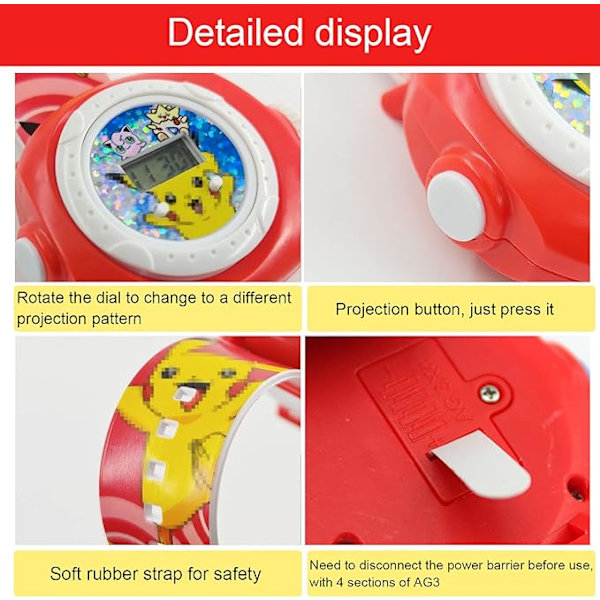 Barnklocka, Projektionsleksaker med 20 Projektionsmönster, Projektorur, Ansluten Klocka med Projektor, Digital Armbandsur, Barns Elektroniska Klocka för Pojkar/Flickor, Barns Leksak J