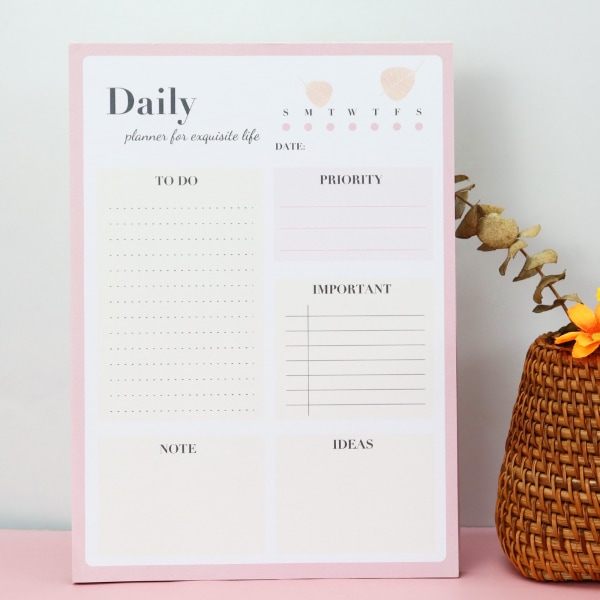 Pink - 1 pc - 211*153mm, Weekly planner to do - undated menu pla