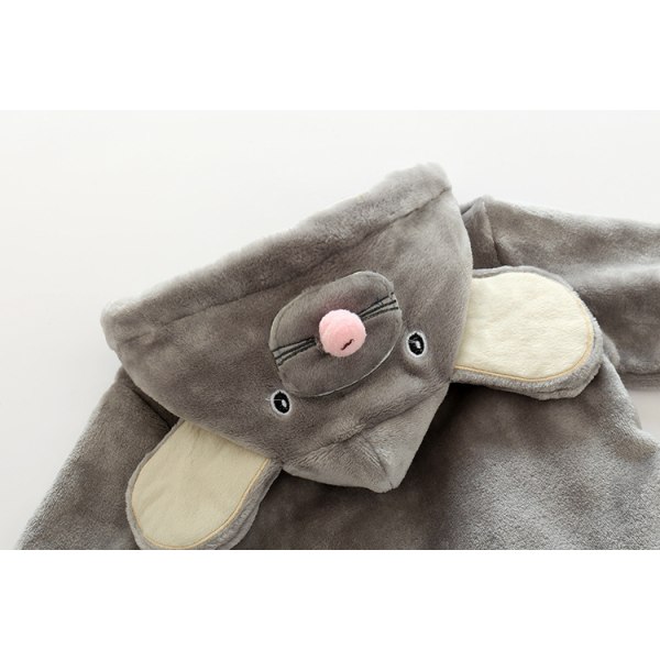 Fleecebadrock för Barn (Musgrå 110cm) Söt Pojke Flicka Nyfödd Baby Badrock