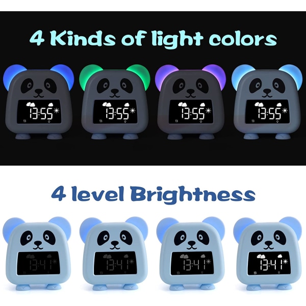 Barnväckarklocka med nattljus 5 färger Ljusstyrkajustering