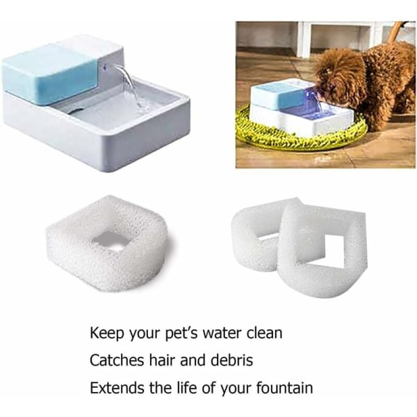 Udskiftningsskumfilter til hunde og katte vanddispensere (12 stk
