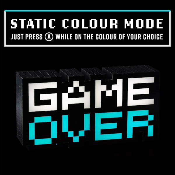Game Over 8-bit Pixel Light, Färgförändrande och Ljudreaktiv