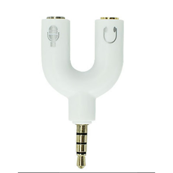 2 stk (hvit) Hodetelefonadapter 3,5 mm Headset Mikrofonkonverter