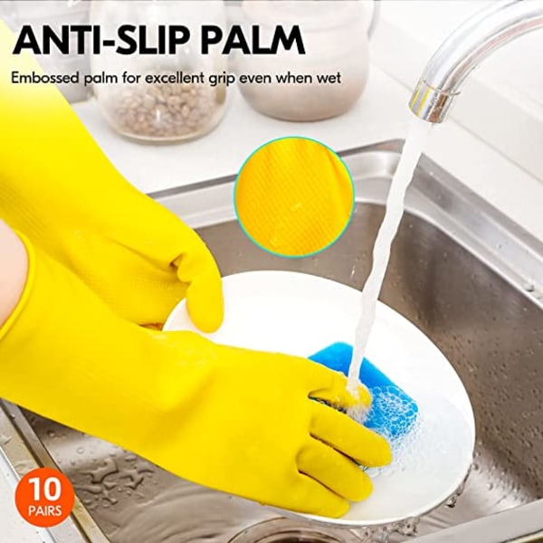 VGOGRanvendelige rengøringshandsker til husholdninger, opvaskehandske af gummi