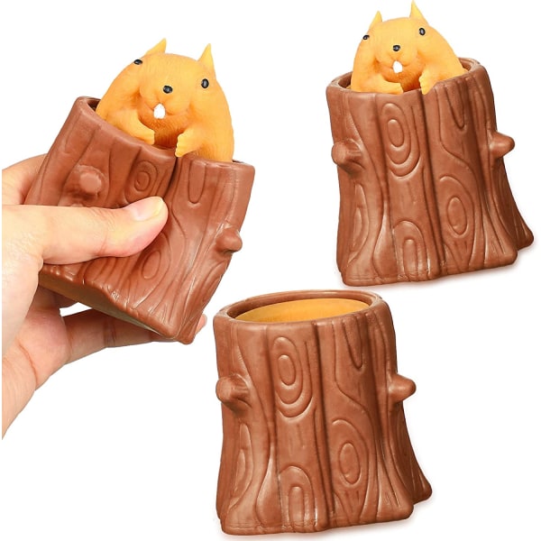3 stk. langsomt stigende, strækbare legetøj, bløde, squishy banan, egern, Fid