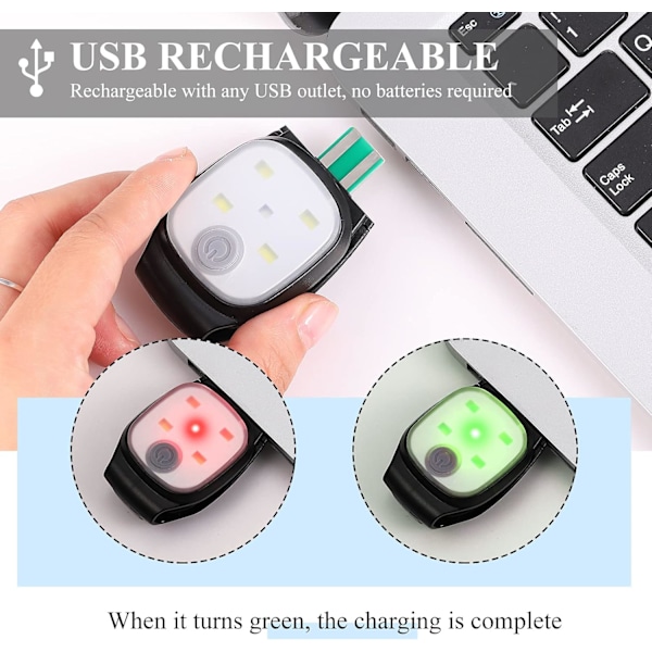 USB-Laddningsbara Reflekterande Löparlampor med Klipp för Utomhusbruk Nattetid LED-Ljus Säkerhetslampa i Plast