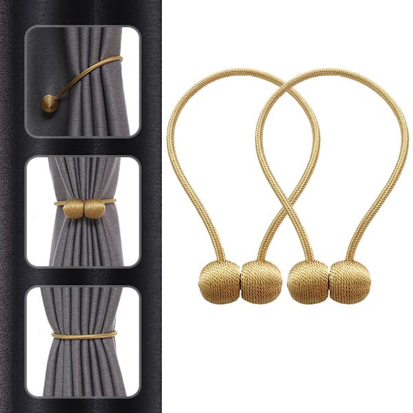 2 stk. (gammelt guld, ca. 45 cm lang) Gardinbindere Magnetiske C