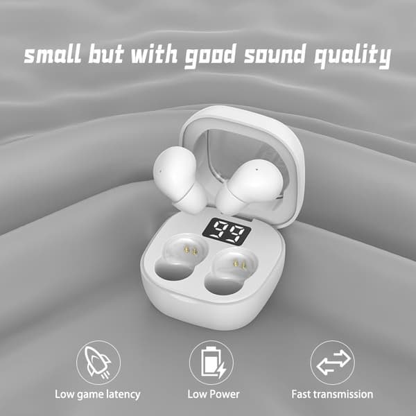 Usynlige Mini Ørepropper til Arbejde og Søvn, Bedst til Små Øregange, Bluetooth 5.3 (hvid)