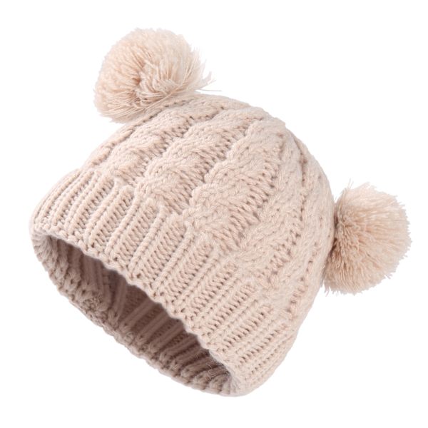 Baby Pullover Hat Dubbel Boll Barnmössa Höst och Vinter
