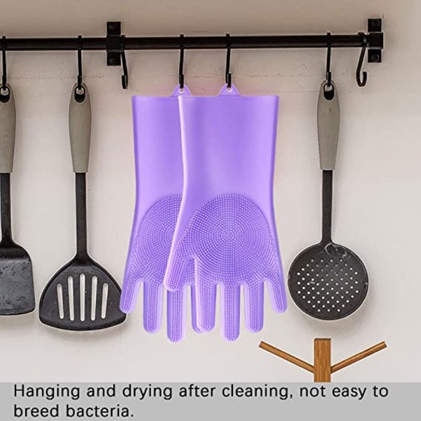 2 par Magic Dishwashing Gloves, återanvändbara silikondiskhandskar