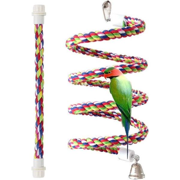 Bungee Rope Bird Toy, Set med 2 fågelpinnar