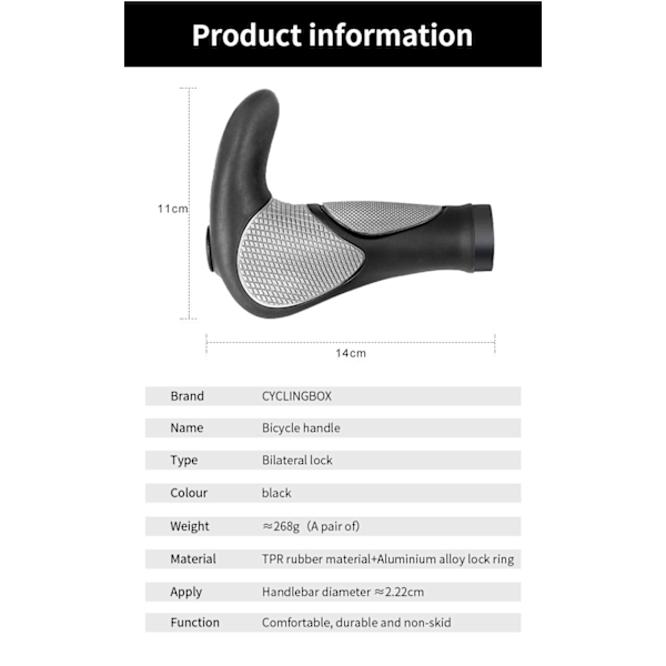 MTB-grep Ergonomiske sykkelgrep Styregrep Send nøkkel