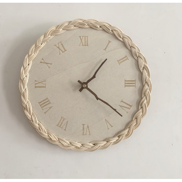 Rattan Creative Round Digital Silent Clock Wall Clock Simple
