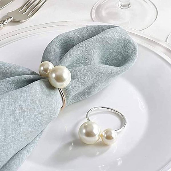 6 Metall Servettringar Pärla Servettring Elegant Spänne Ring för W