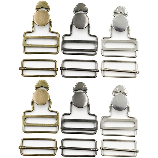 6 set overallspännen (38 mm) metallhängslen ersättnings spännen