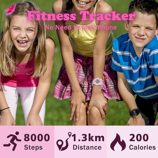 Barn Digital Klocka Barn Vattentät Sportklockor Fitness Tracker Med Stegräknare（Rosa）