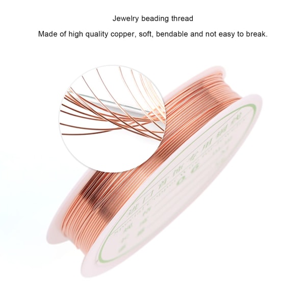 4 ruller kobber smykkewire, tråddiameter 0,3 mm, 15 m roségull og sølv kobbertråd, ring smykkefremstilling, smykketråd, blomsterhåndverk