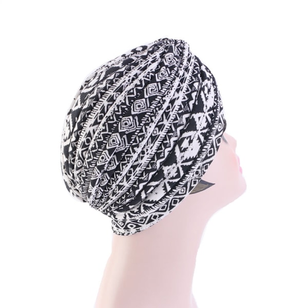 (Svart) Chemo Huvudbonad Huvudduk Scar Beanie Mössa Kvinnor Stretch Knuten Fram Turban