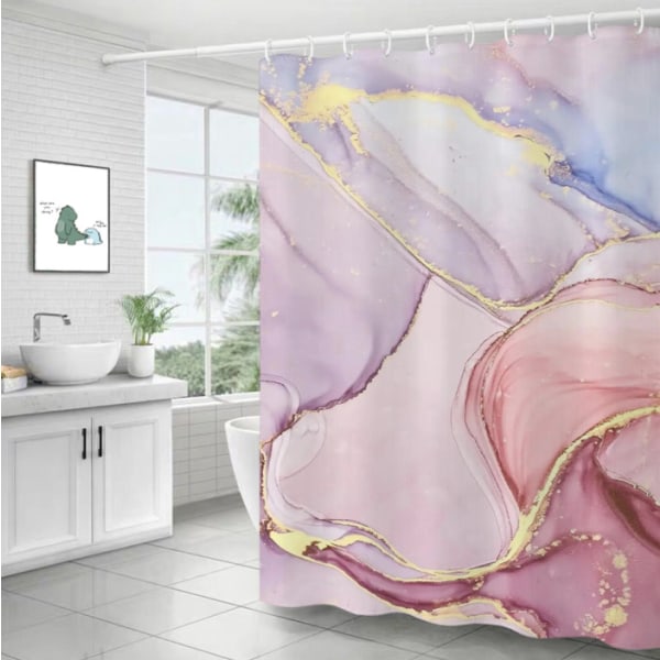 Vaaleanpunainen marmorinen suihkuverho, moderni abstrakti marmorinen suihku