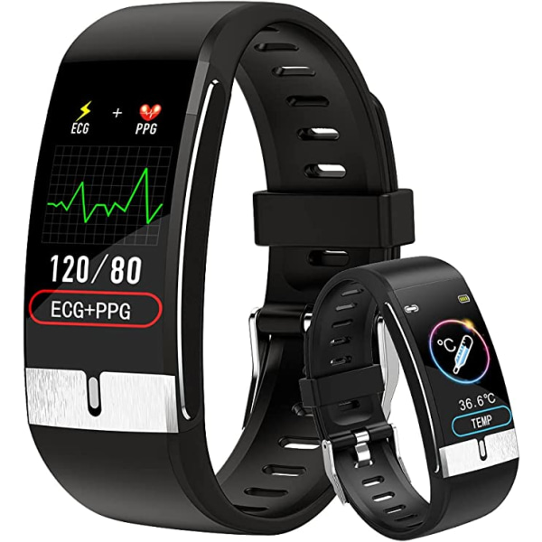 ECG smart watch (sort), IP68 vandtæt fitness tracker, med t