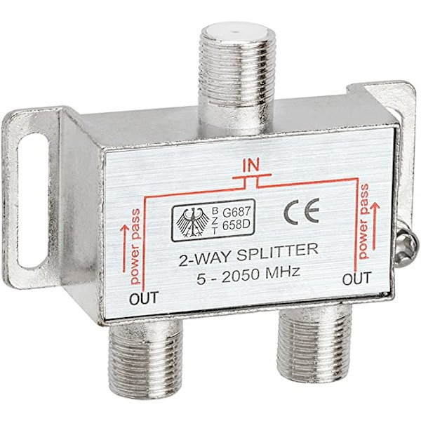 2-vejs Splitter 2050MHz F-Type 2.05Ghz 2-vejs Koaksialkabel Splitter