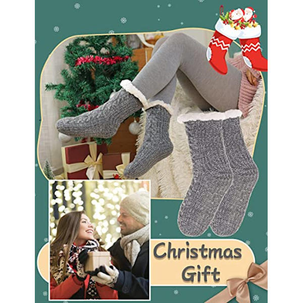 Kvinners Fuzzy Slipper Sokker Fluffy Koselig Hytte Vinter Varme Flee