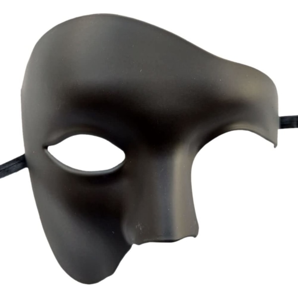 (svart) Vintage Masquerade Mask Phantom of the Opera One Eyed Hal