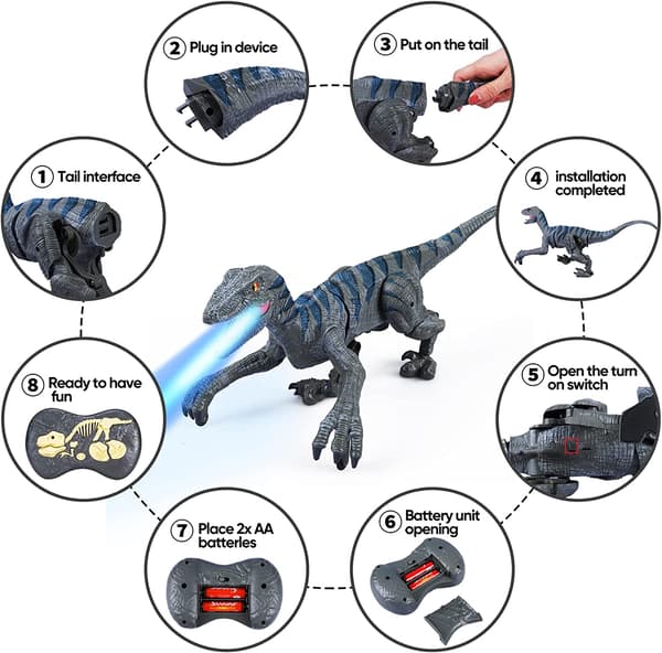 Fjernstyrte dinosaurleker for barn, 2.4G elektronisk RC