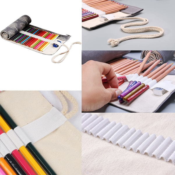 2 kpl Canvas Pencil Bag (36 paikkaa), Canvas Brush Bag kotelot, väri
