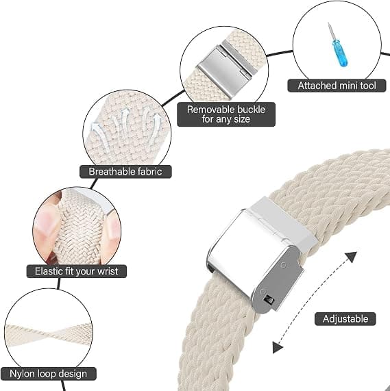 Todelt elastisk vævet rem (sort og beige, eksklusive ure