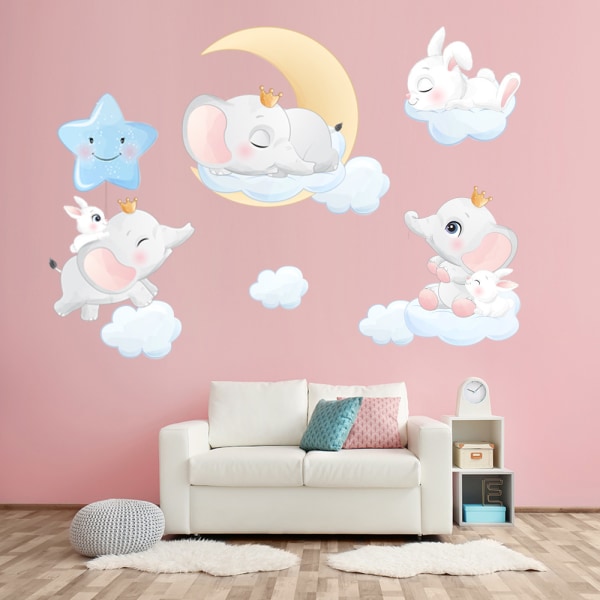 Wall Stickers Animals on Clouds Wall Stickers Mural Decals for Be