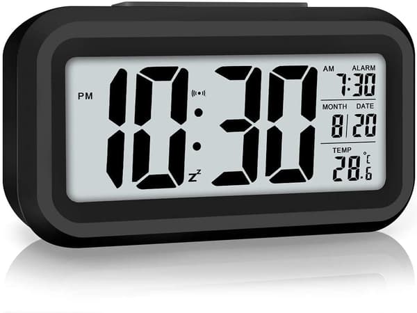 1 kpl （Musta）Digitaalinen herätyskello, LED-herätyskello Temperalla