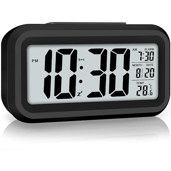 1 stk （Svart）Digital Vekkerklokke, LED Vekkerklokke med Tempera
